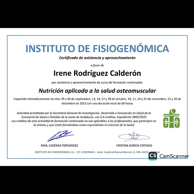 Diploma: Nutrición aplicada a la salud osteomuscular